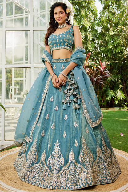 "Traditional lehengas for modern Indian Americans."
