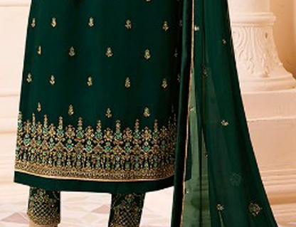 Green embroidery worked salwar kameez