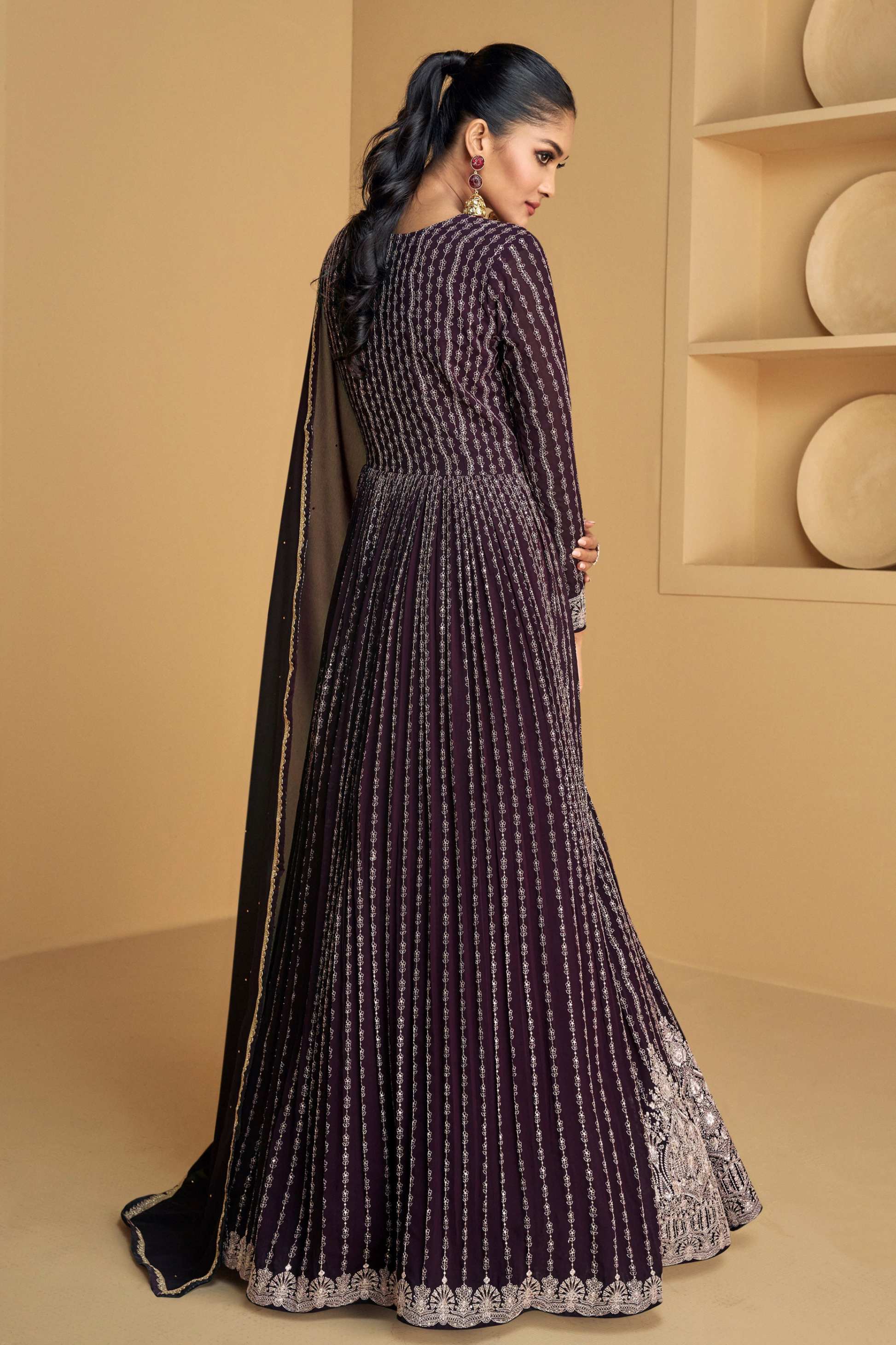 designer anarkali dresses online shopping india Buy Off White Hand Embroidery Designer Anarkali Gown Online in India
