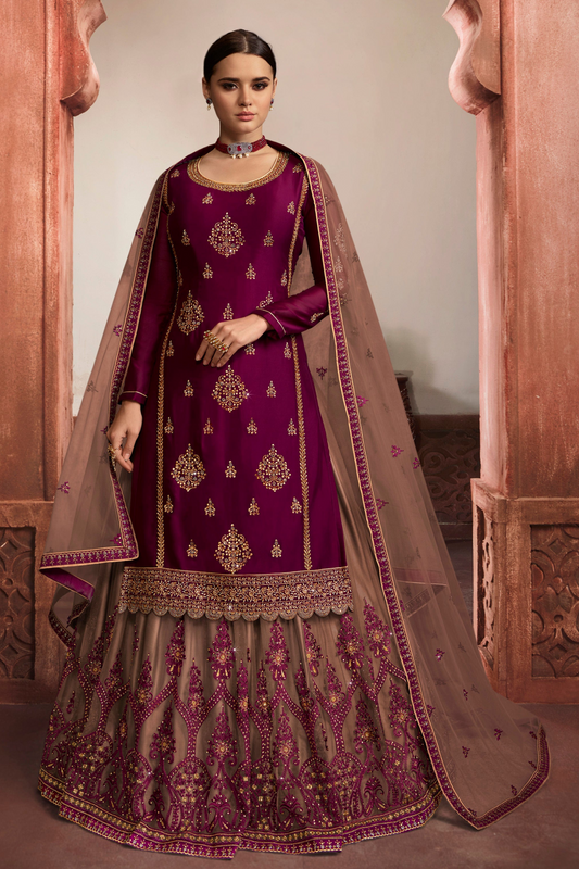 Alia Bhatt shalwar kameez in wine color front view