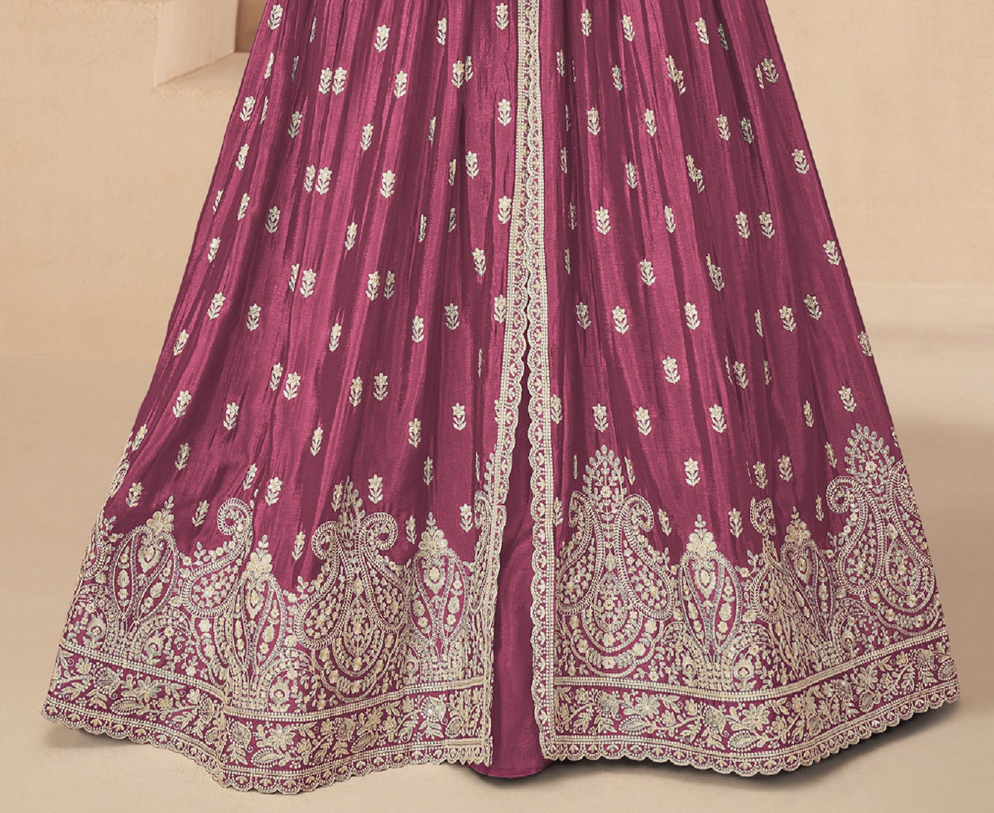 Floral Anarkali Suits Function Wear Heavy Chinon Embroider Worked Dupatta 