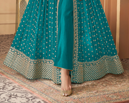 Plus Size Anarkali Gown Real Georgette With Embroidered Worked Dupatta Suit