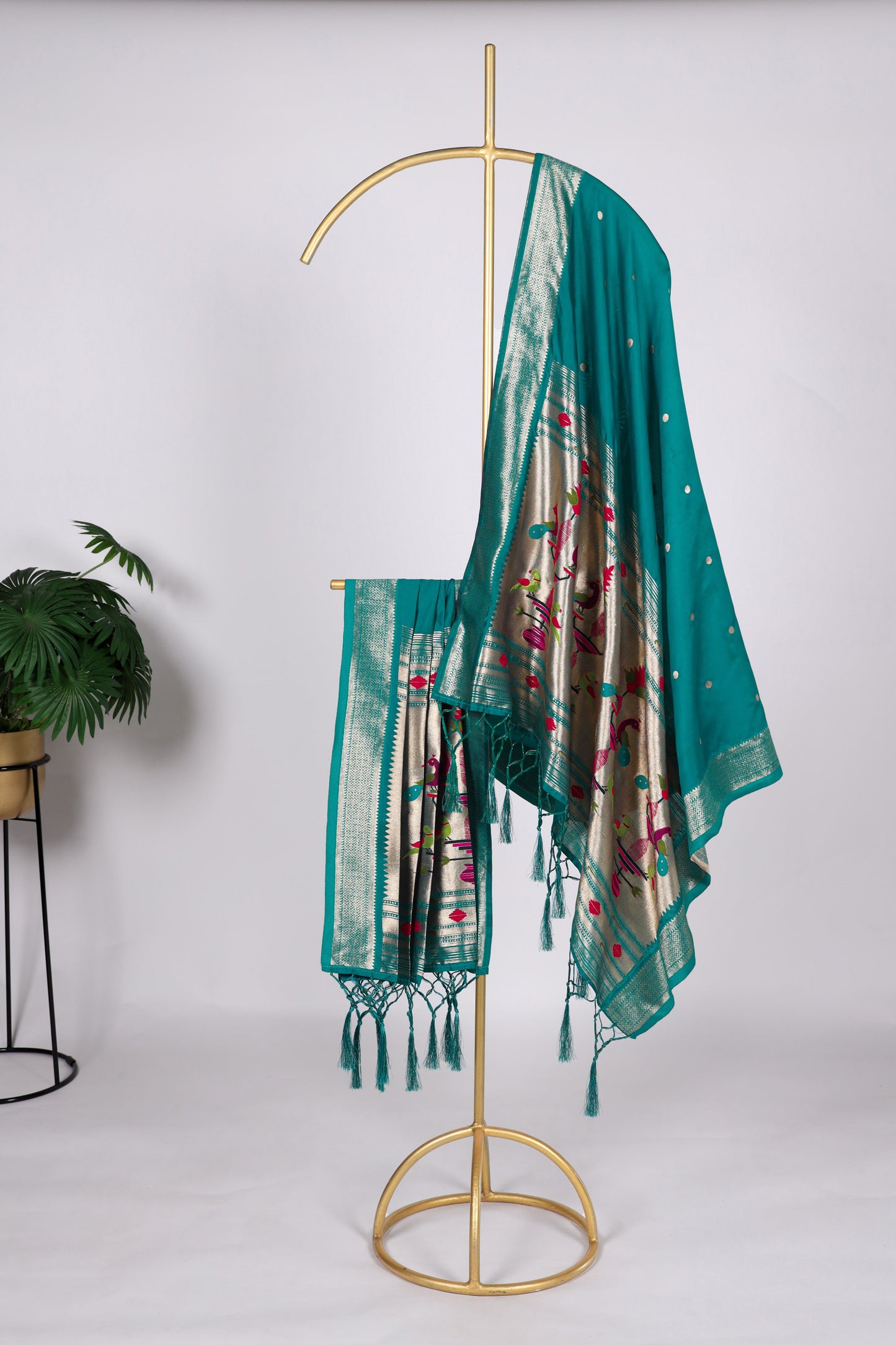 teal dupattas with jacquard zari weaving