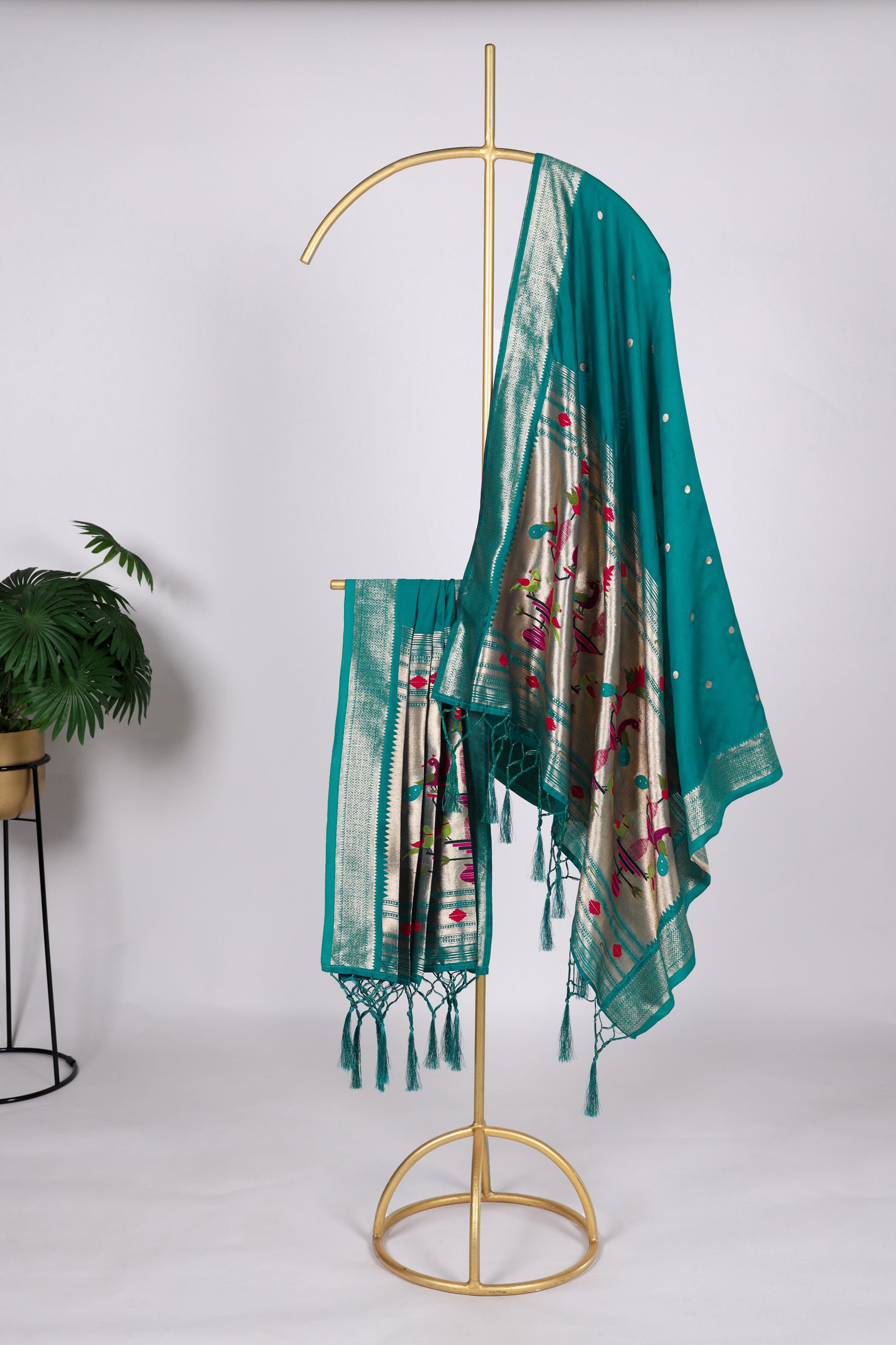 teal dupattas with jacquard zari weaving
