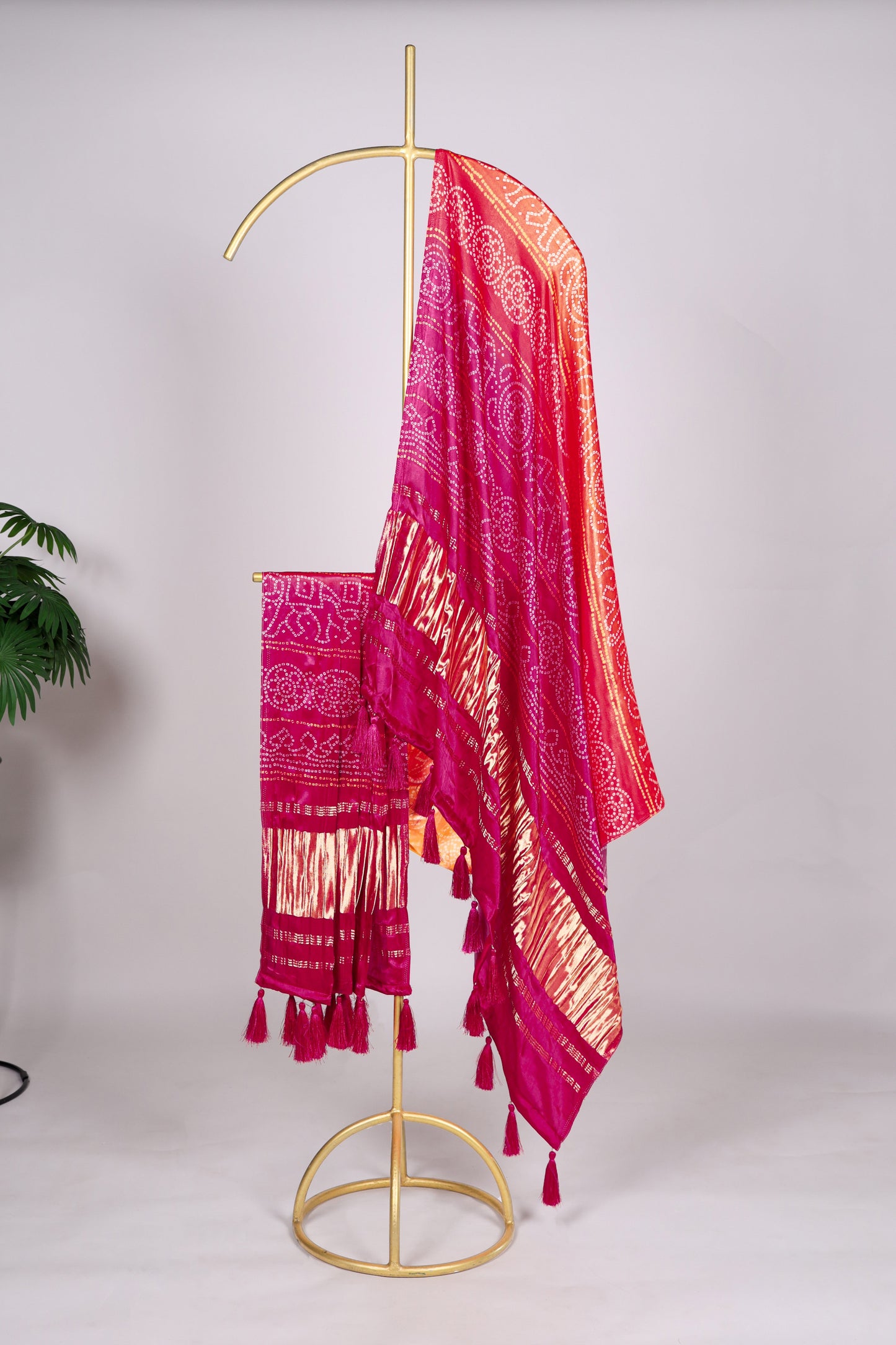 Pink color Gaji silk fabric with printed dupatta, featuring graceful traditional prints that add a soft and charming elegance to your salwar kameez look.
