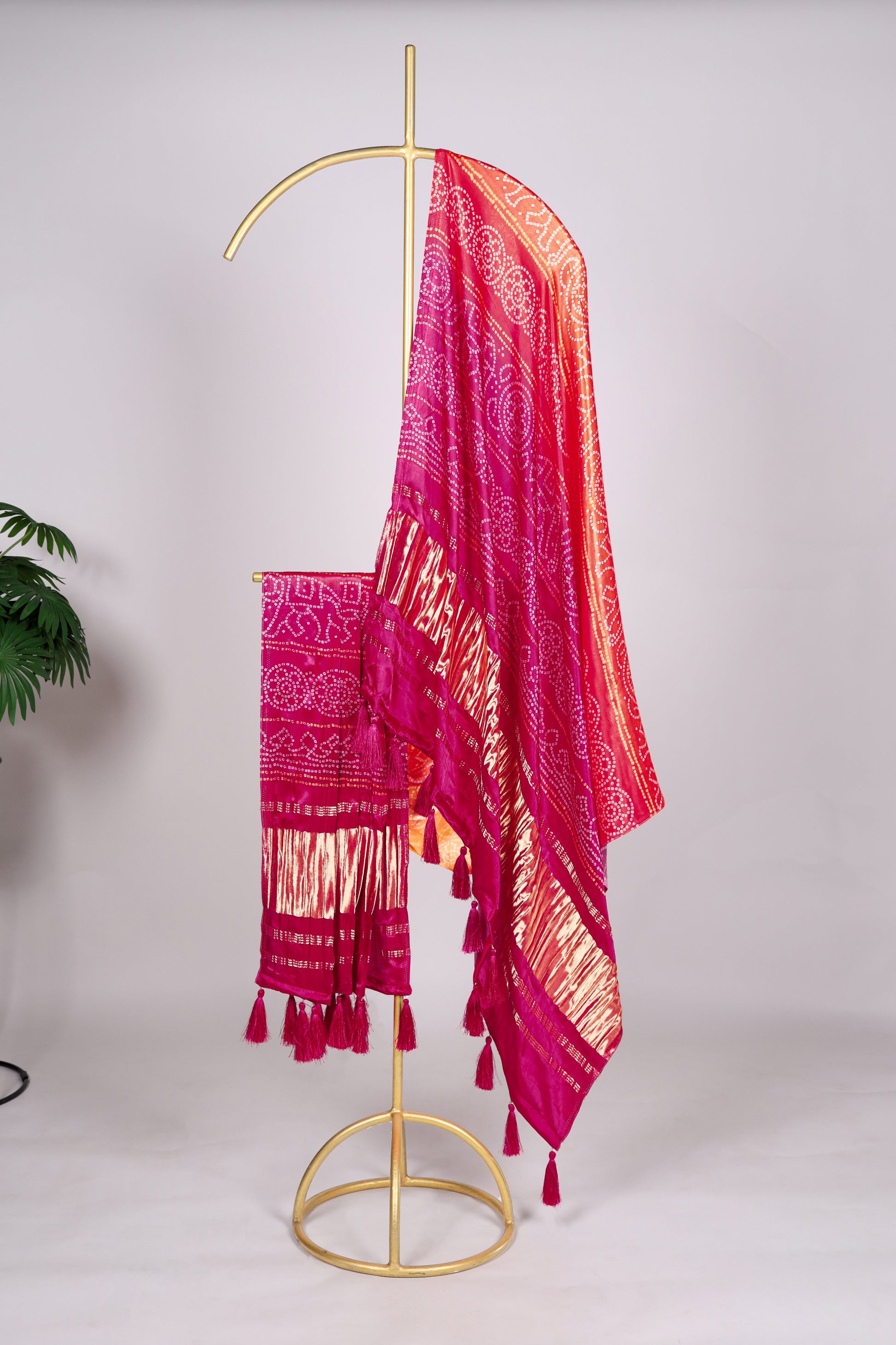 Pink color Gaji silk fabric with printed dupatta, featuring graceful traditional prints that add a soft and charming elegance to your salwar kameez look.
