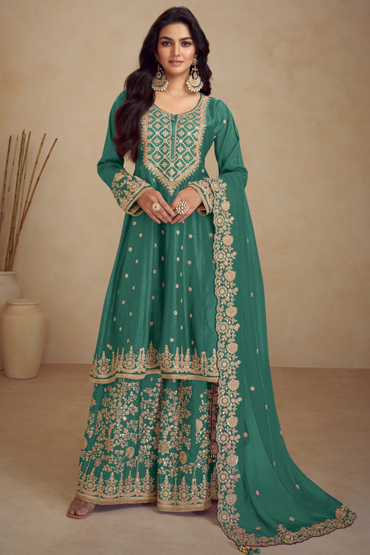 Western Designer Embroidered Palazzo Suit 