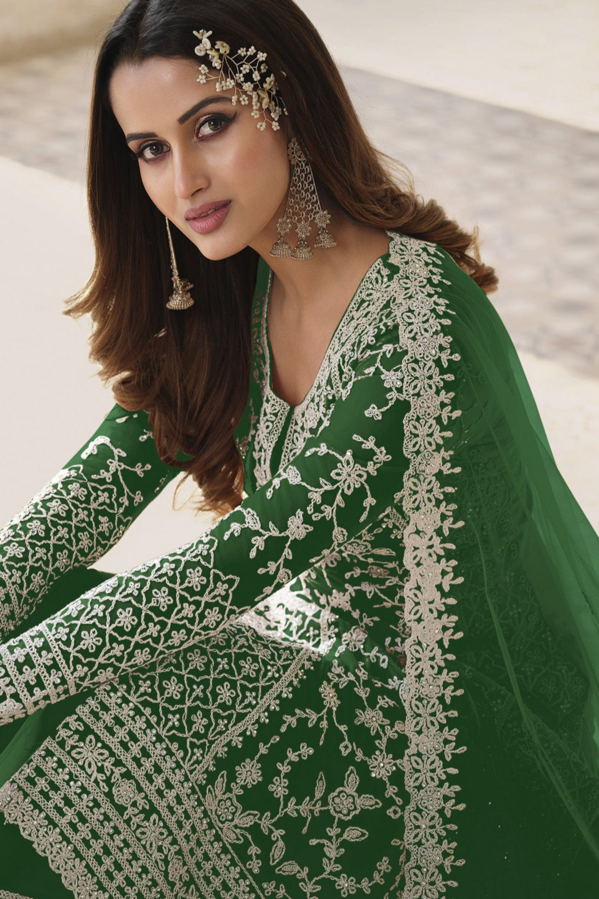 Function Party Wear Embroidery Worked Dupatta Suit