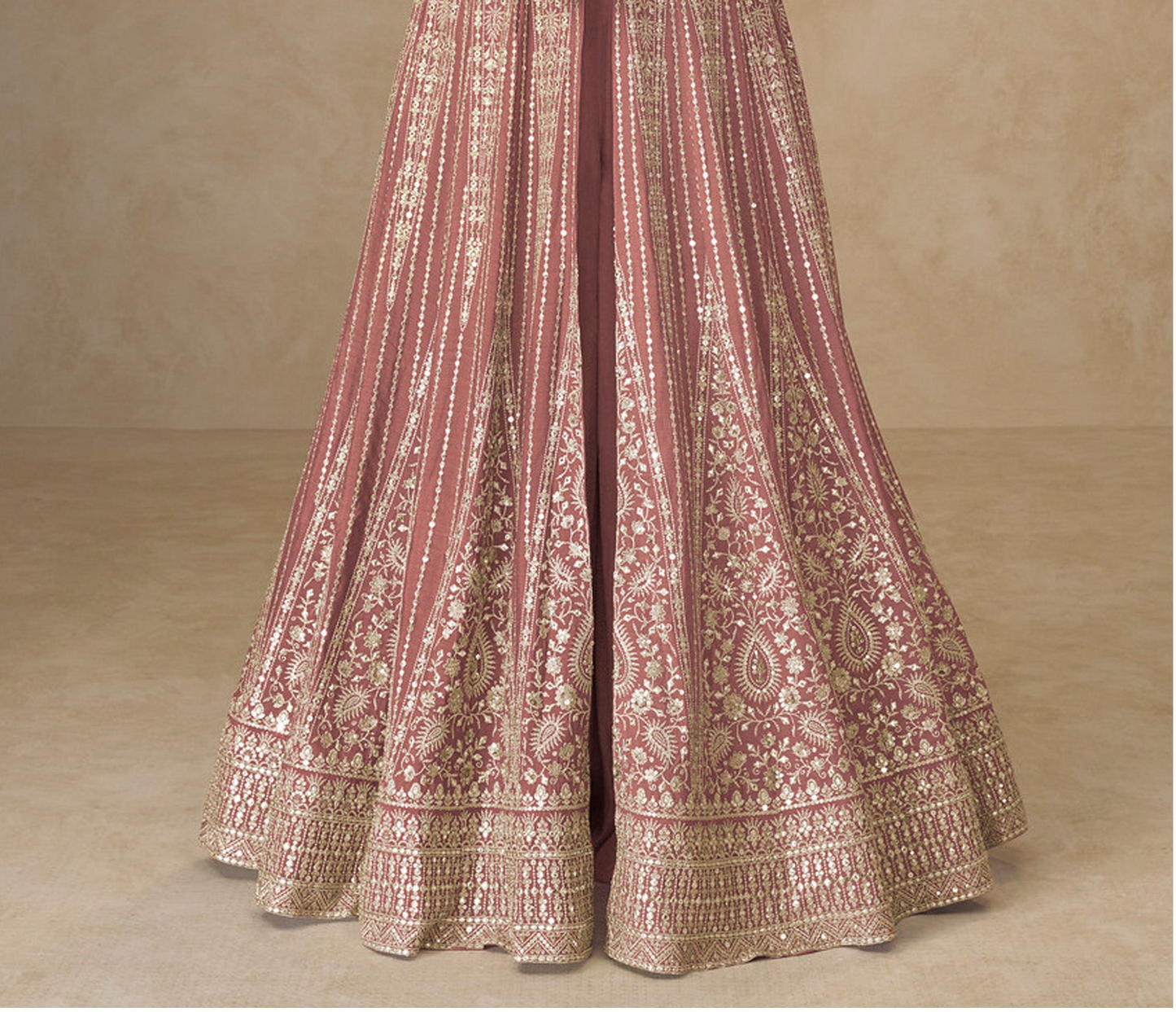Peach Traditional Indian Anarkali Gown for Women Ethnic Wear