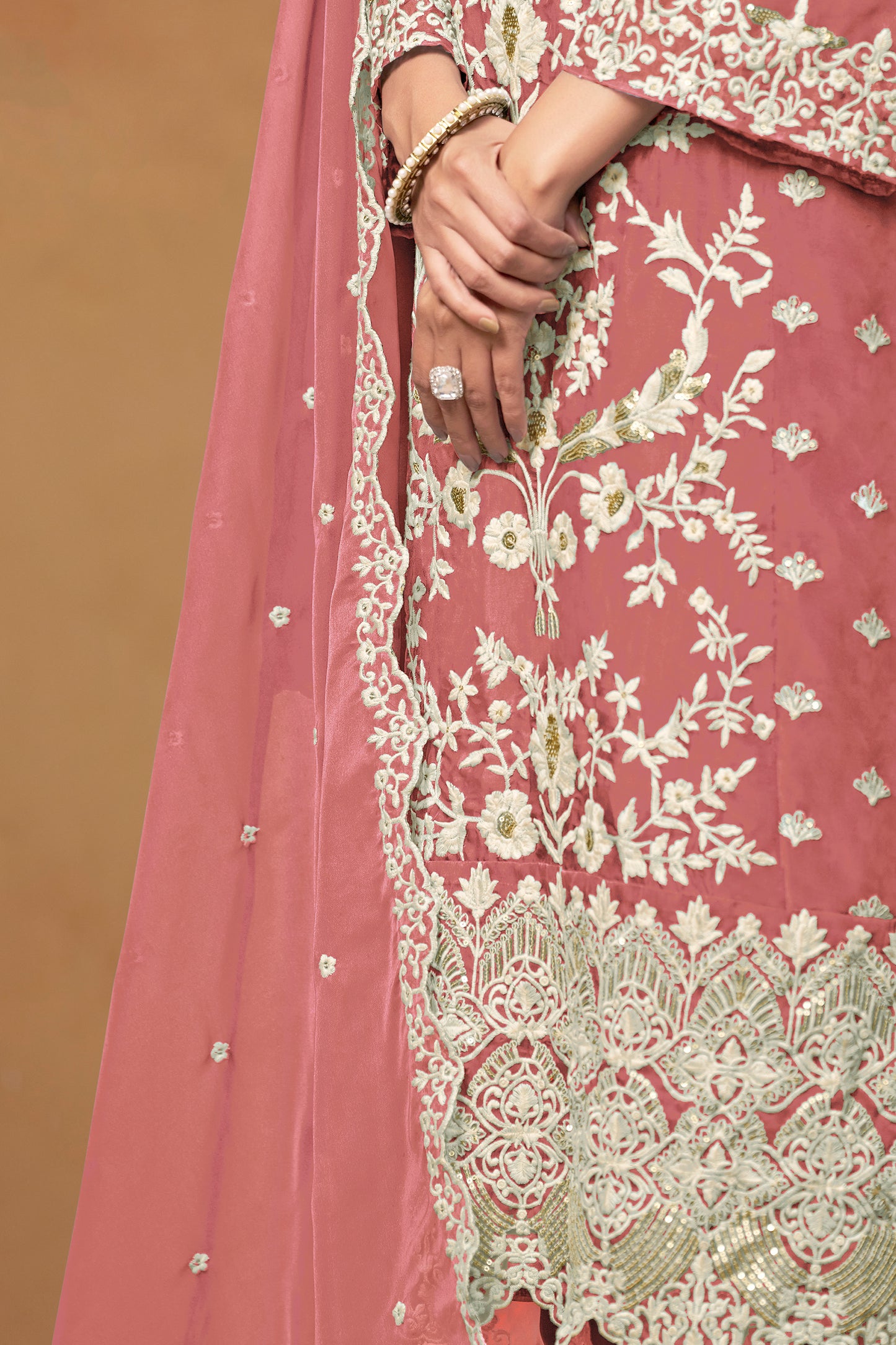 Sexy salwar kameez in rose gold tone