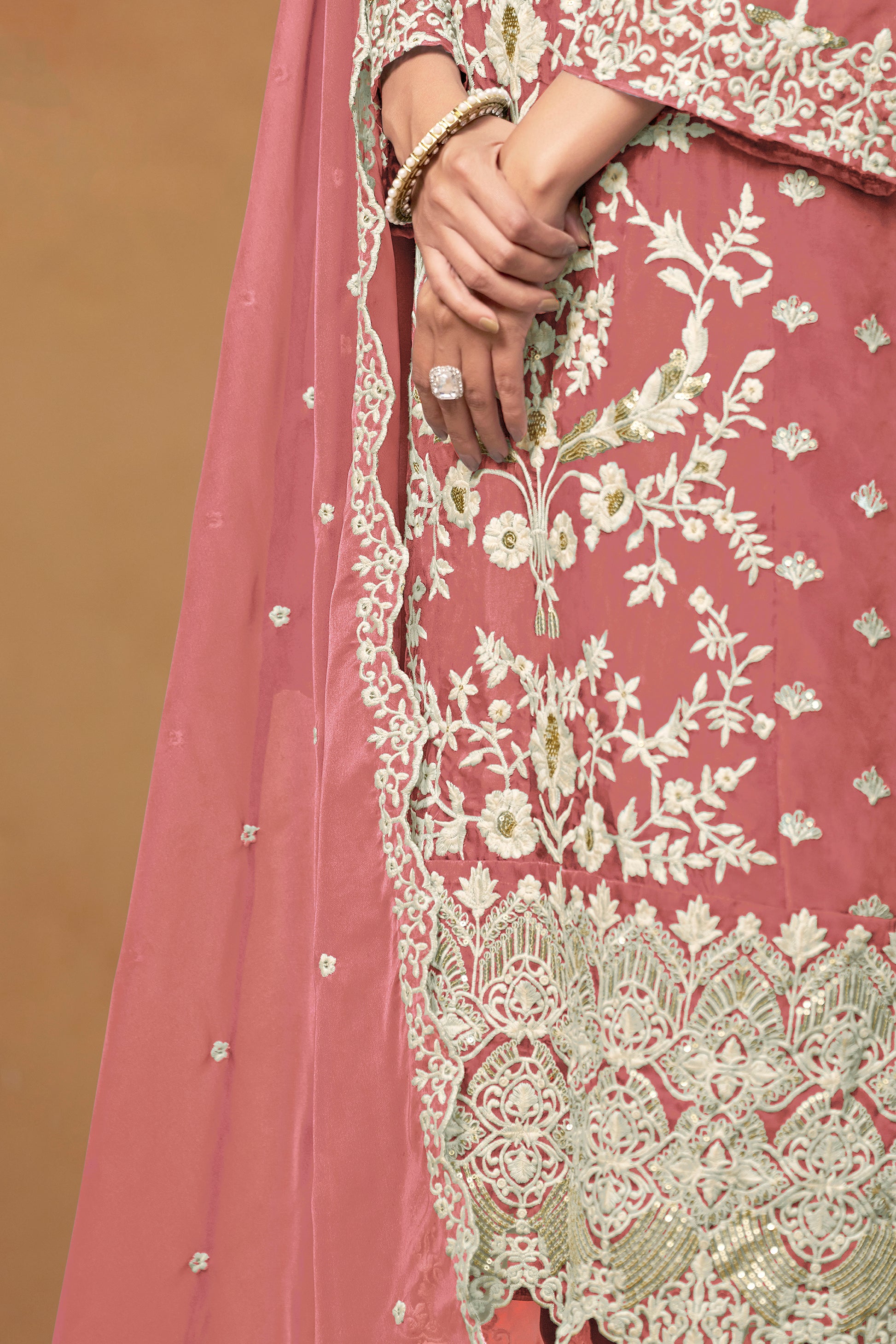 Sexy salwar kameez in rose gold tone