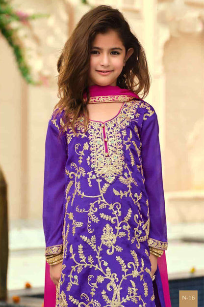 Purple Kids Salwar Kameez Palazzo Suit Festive Wear