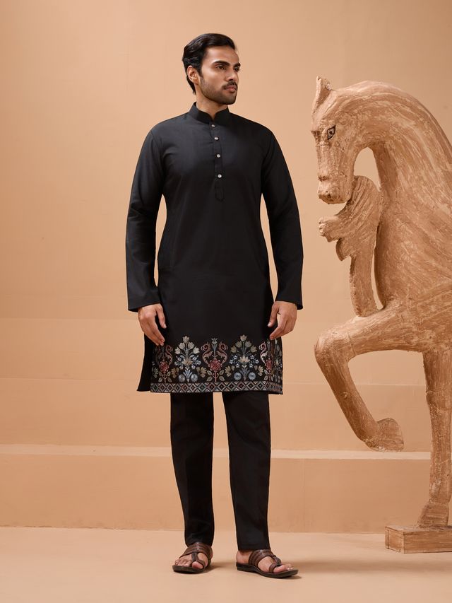 premium black kurta pajama for cultural events