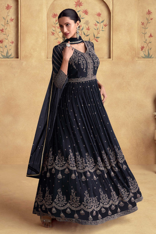 Anarkali Dress Georgette Fabric With Intricate Work Indian Ethnic Party Wear Gown