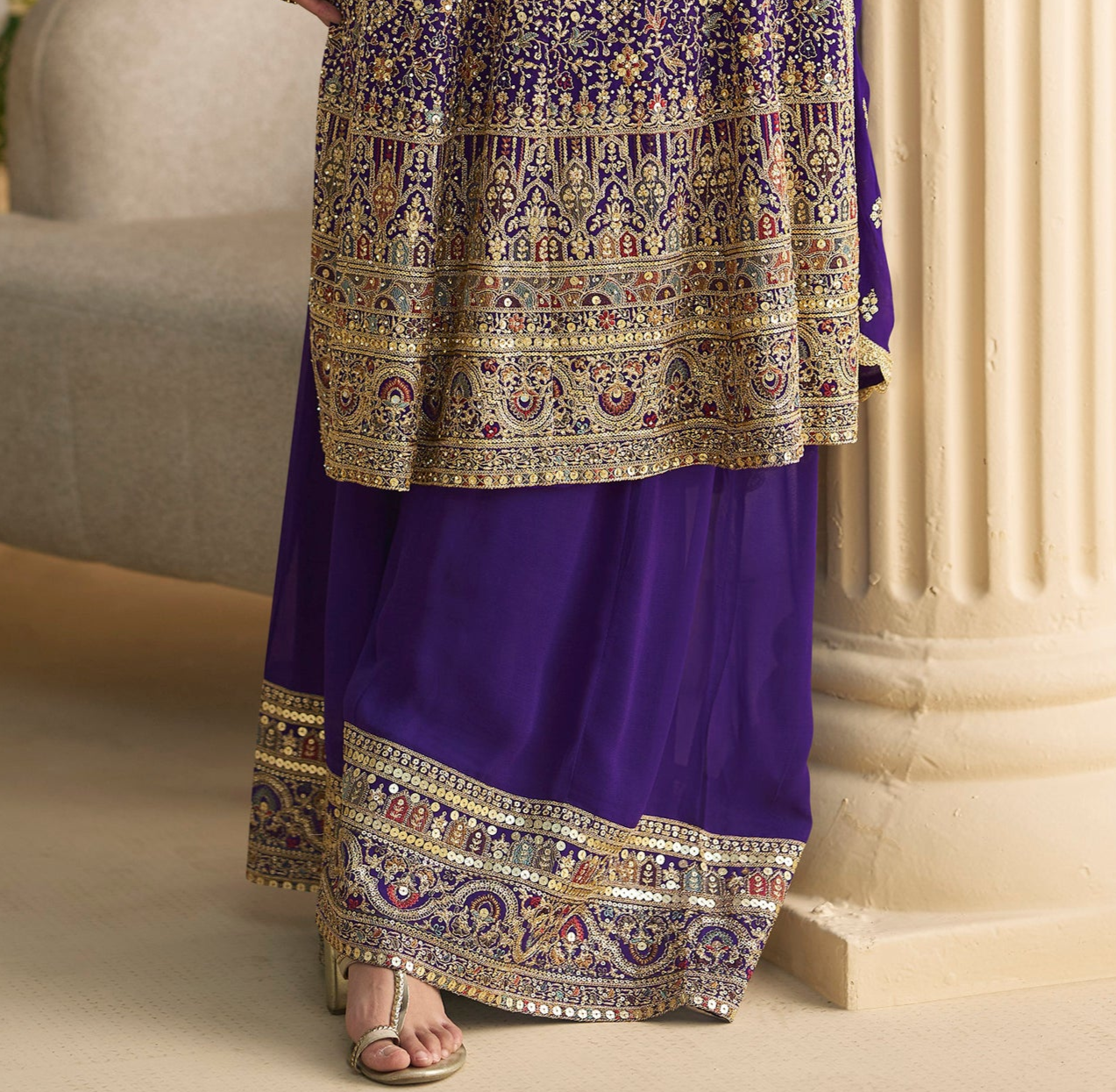 Eid Party Wear Designer Salwar Kameez Plazzo Georgette Embroidered Suit
