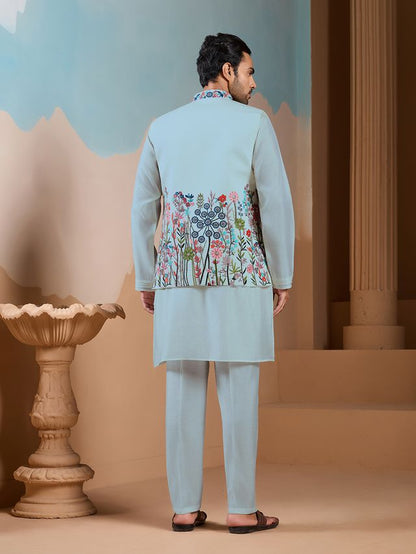 Sky Blue Designer Wedding Special Kurta