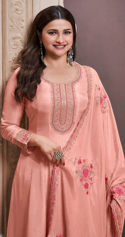 Georgette Pink Anarkali Dress for Eid Party Wear Dupatta Gown