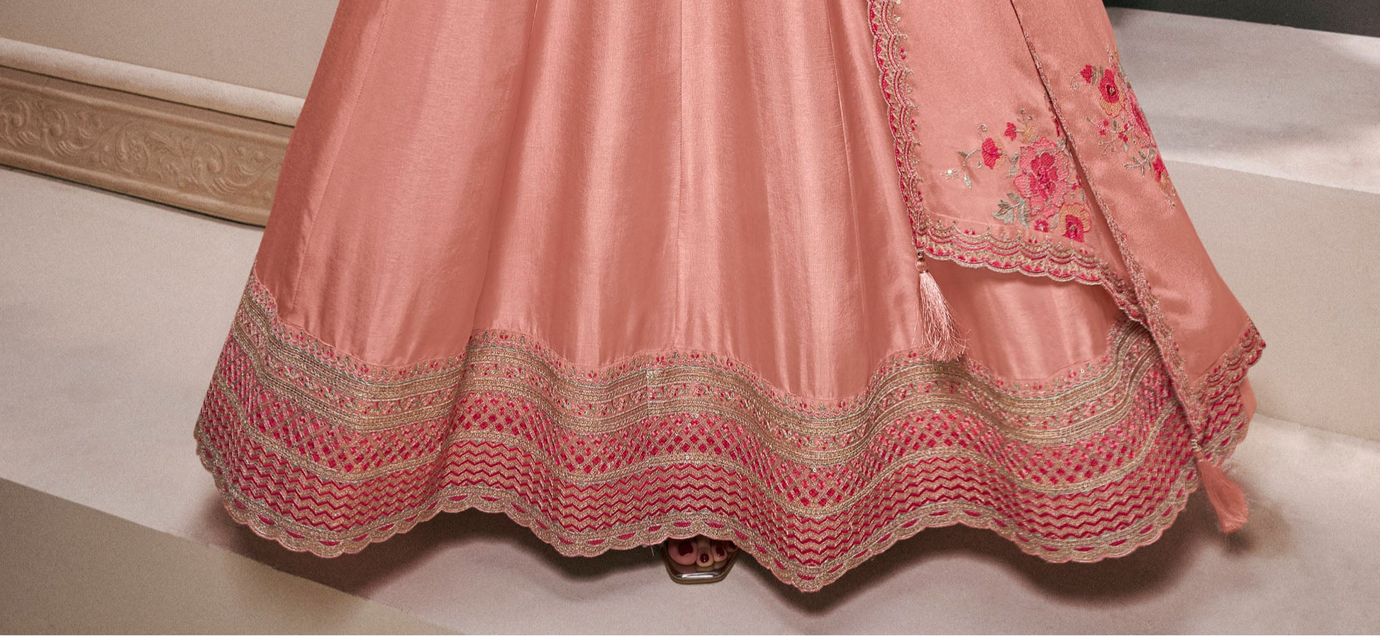 Georgette Pink Anarkali Dress for Eid Party Wear Dupatta Gown