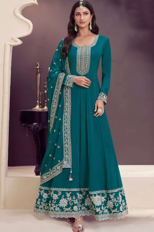 Women's Wedding Function Party Wear Anarkali Dupatta Dress 