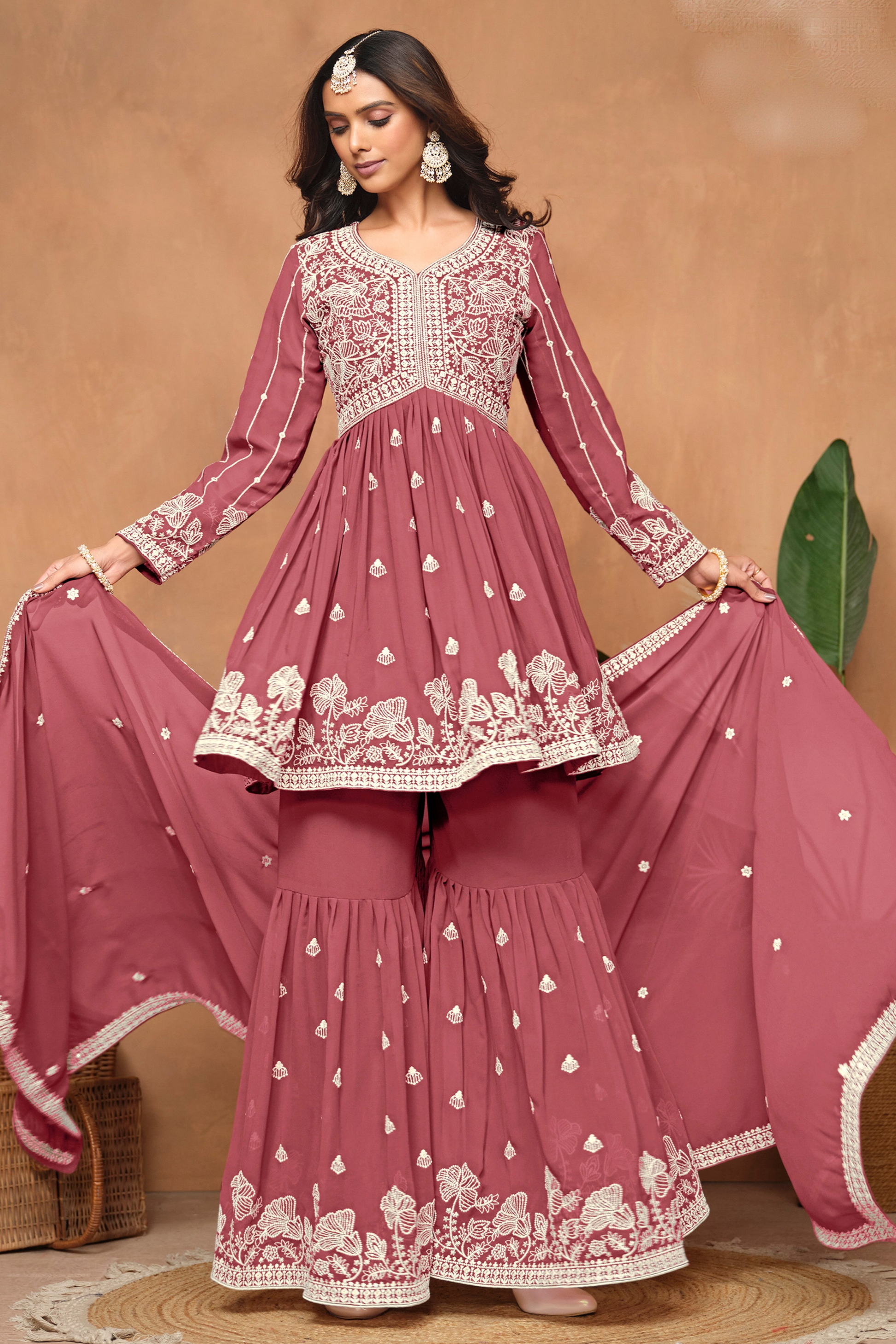 Flowing georgette fabric sharara outfit