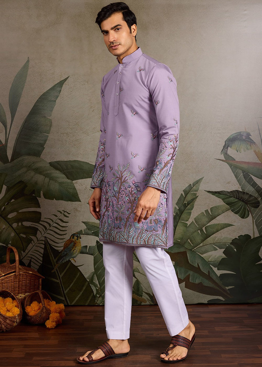 Mens Kurta Showcasing Premium Embroidery Detailing