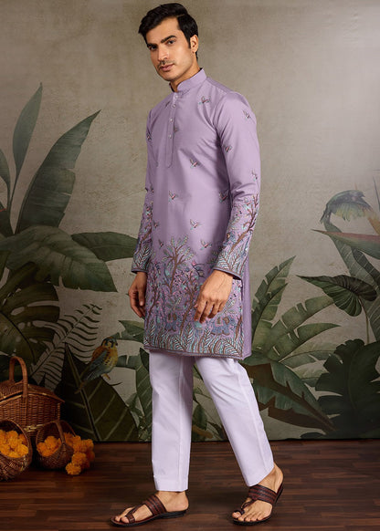 Mens Kurta Showcasing Premium Embroidery Detailing