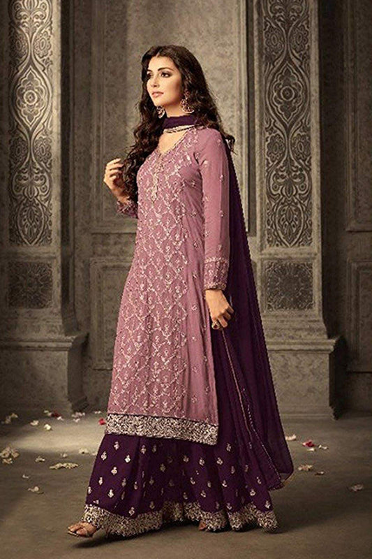 Pink Embroidered Palazzo Bollywood Indian Wedding Dress USA UK