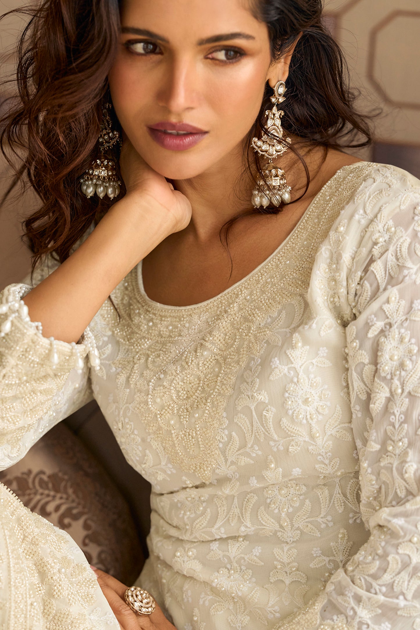 Elegant White Georgette Salwar Kameez for Women
