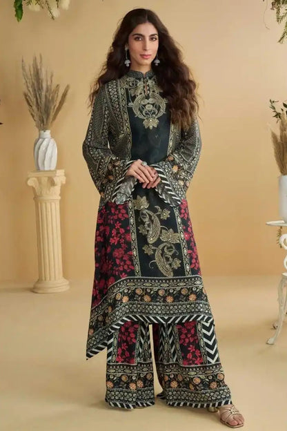Indian Designer Black Embroidered Palazzo Suit 