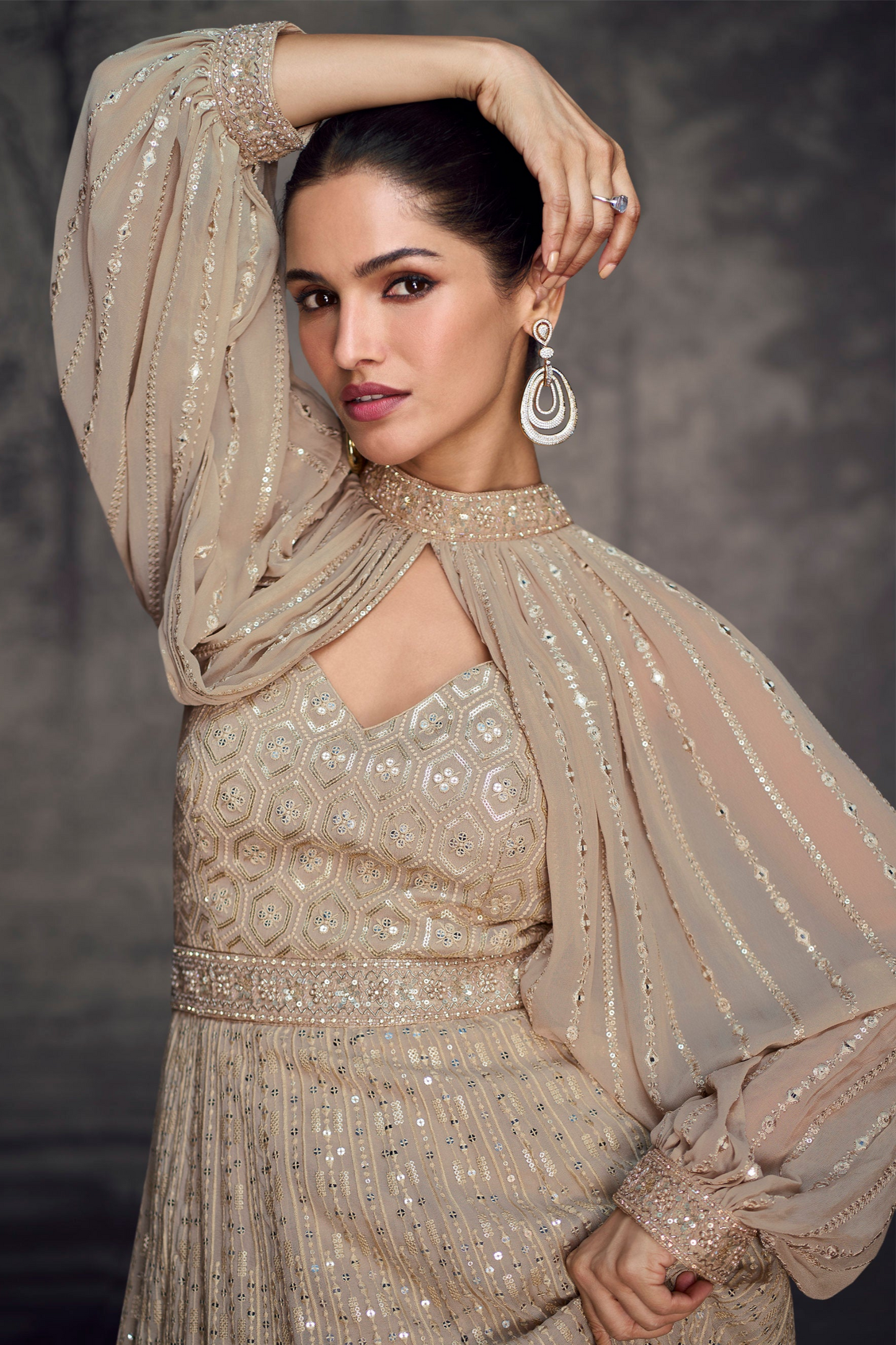 Heavy South Asian Real Georgette Designer Anarkali Suits For Ramadan Special Party Wear