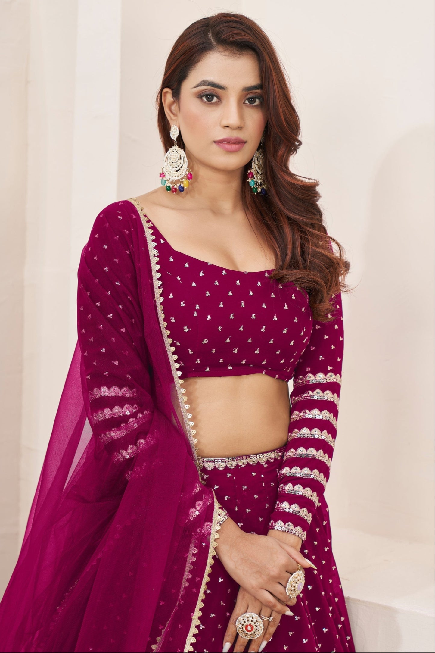 "Desi lehengas for American celebrations."
