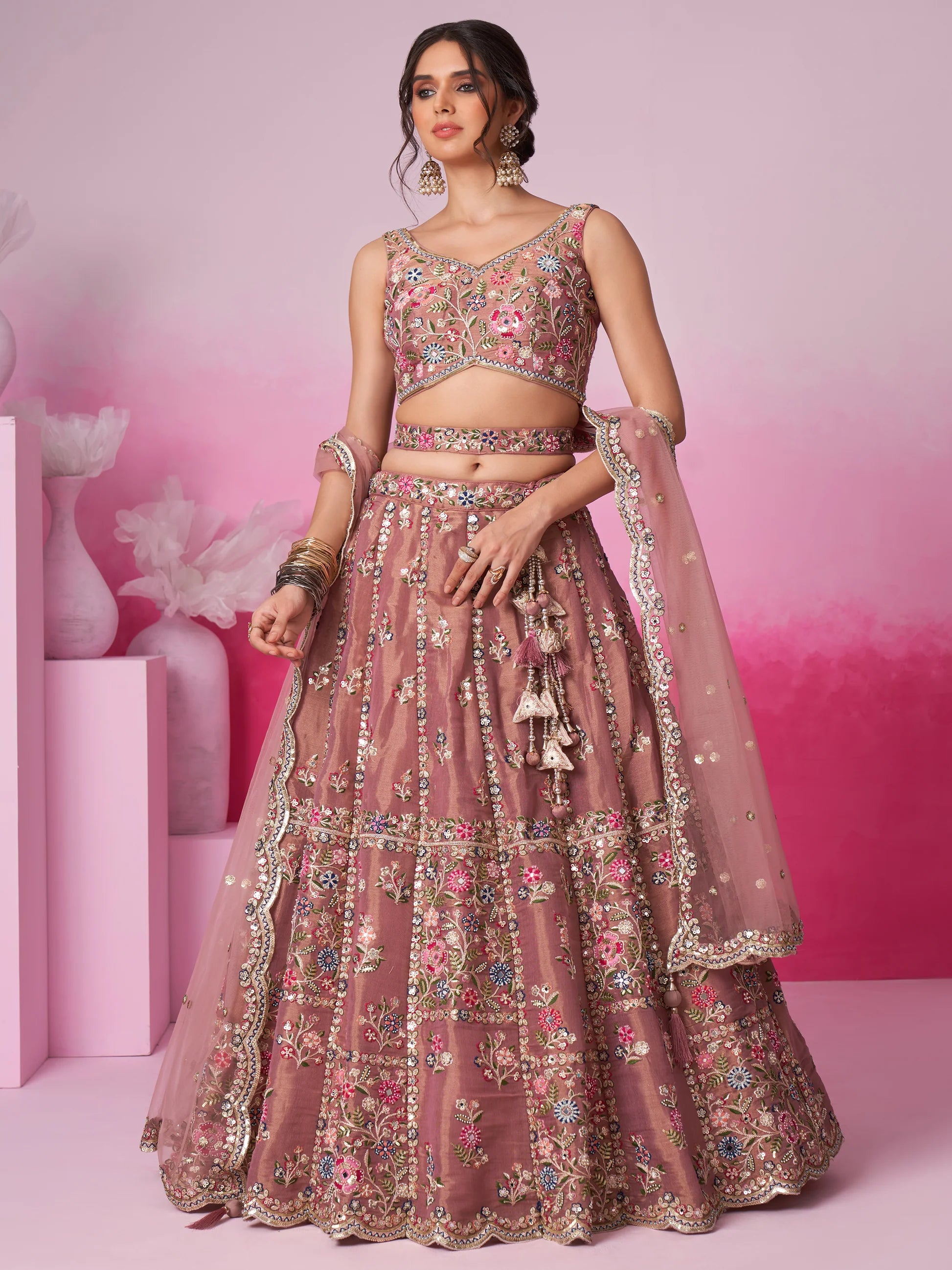 "Lehengas for Indian weddings in the USA."
