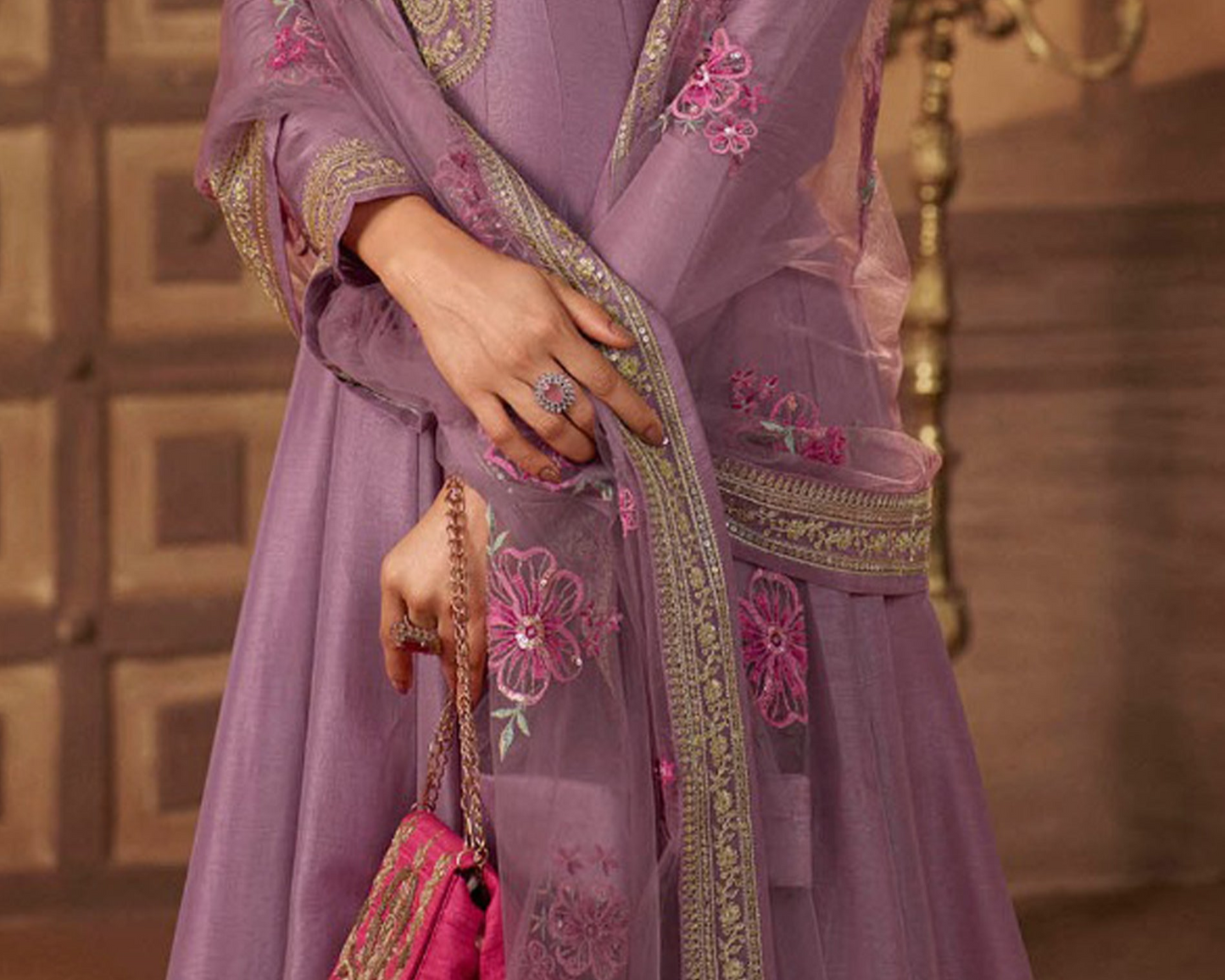 Indian Party Wear Purple Full-Floor length Anarkali Gown with Dupatta Suits