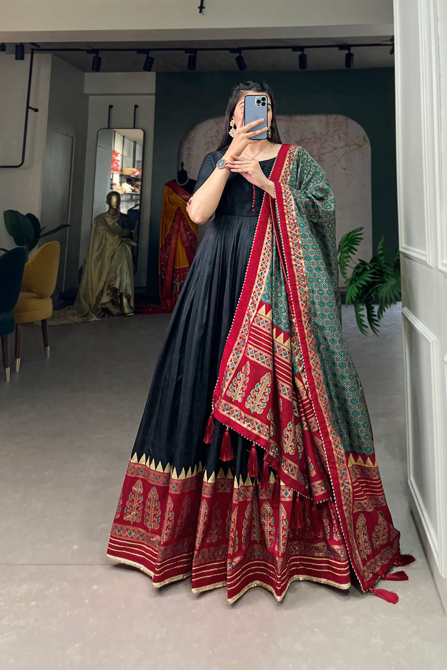 Stylish Full Long Anarkli Dupatta Dress for USA Women's Wear