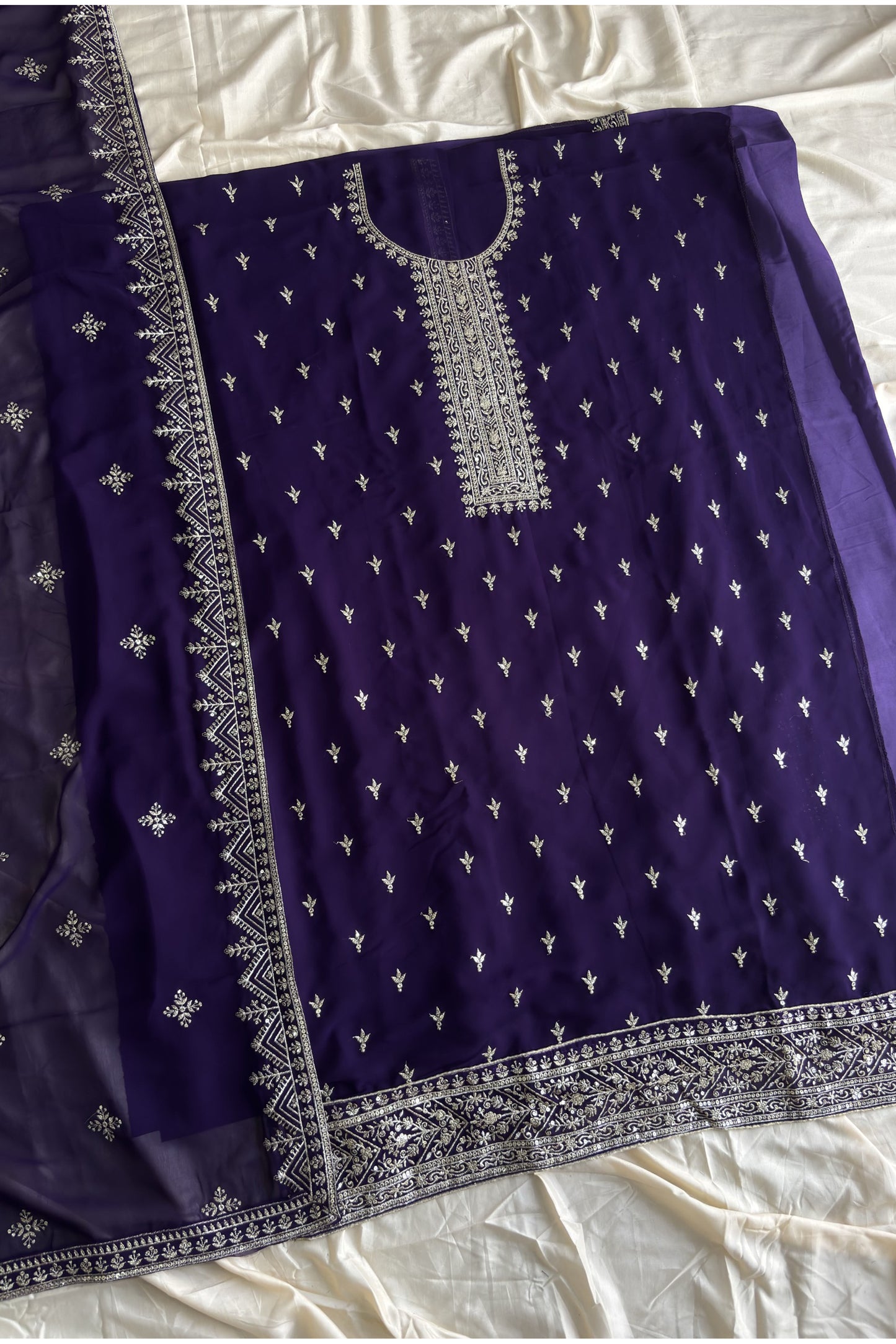 Georgette with traditional embroidery work