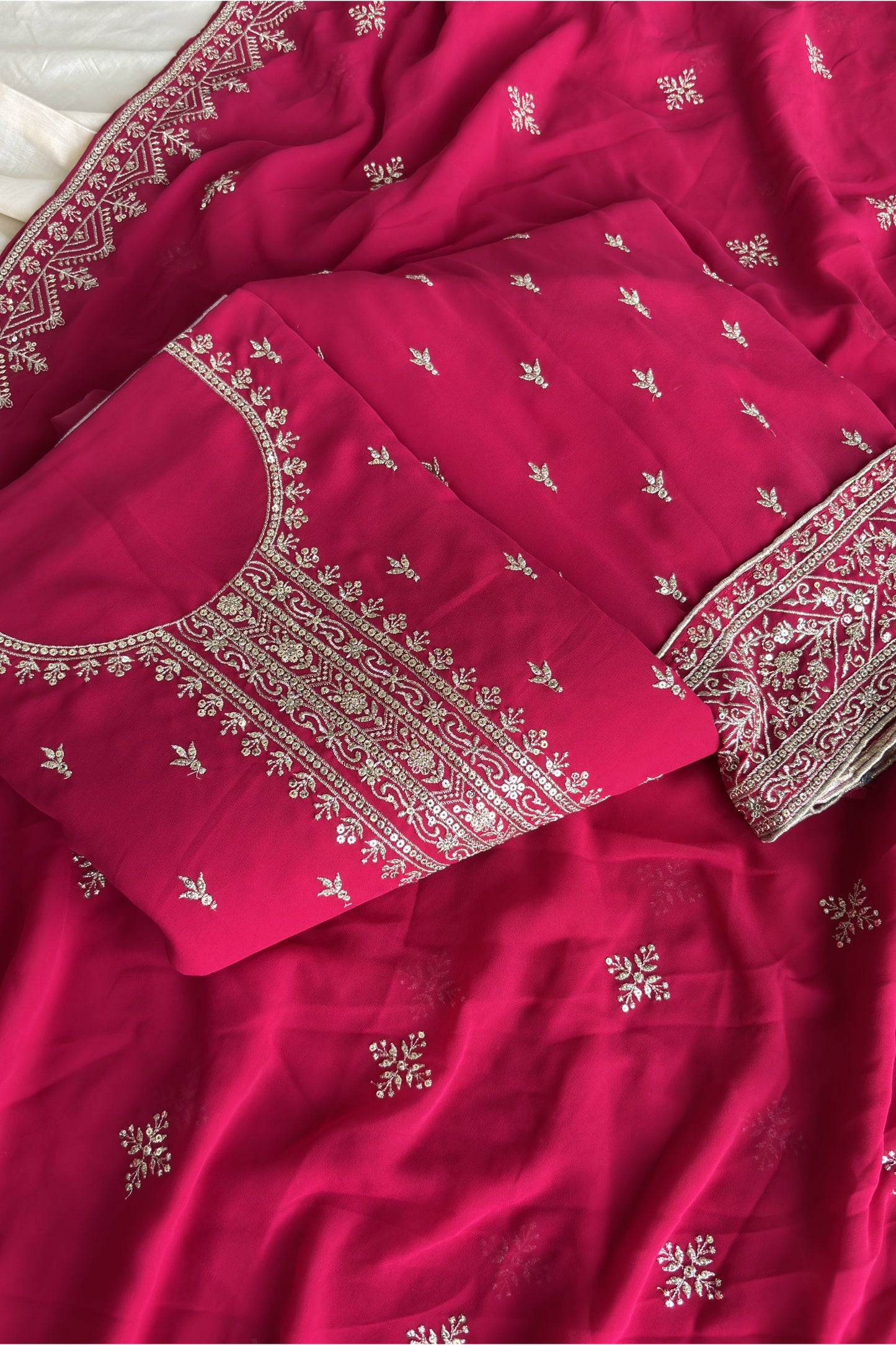 Georgette with traditional embroidery work