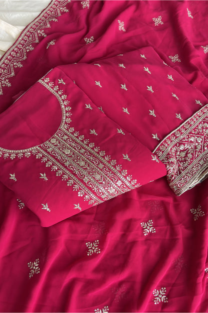 Georgette with traditional embroidery work