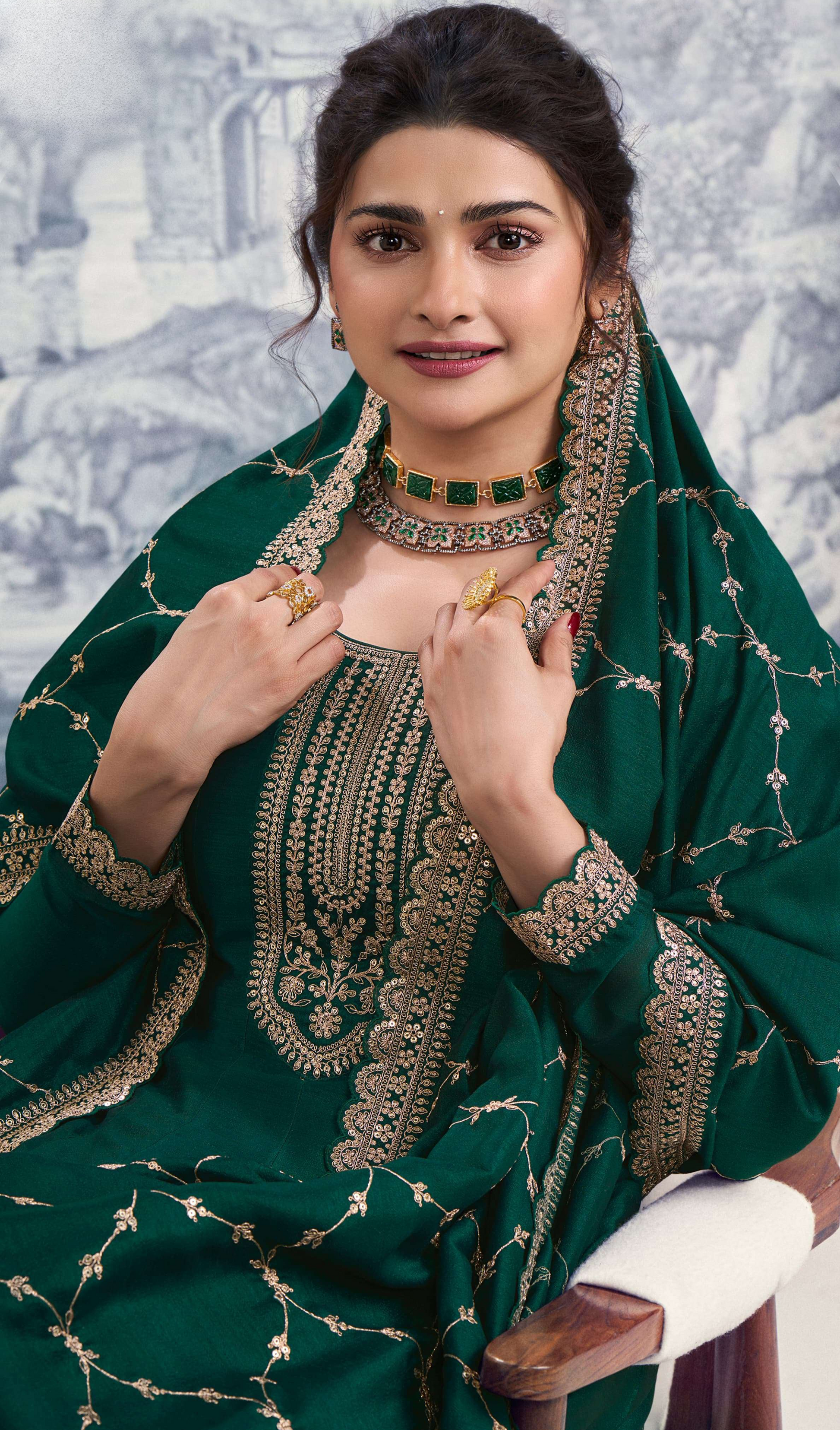 Embroidered Worked Stitched Silk Anarkali Suits Georgette Full-Flared Gown