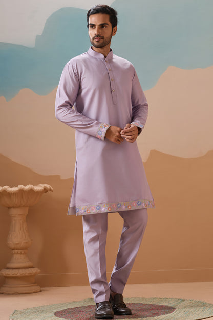 Mens Kurtas Lavender Salwar Kurta Front View