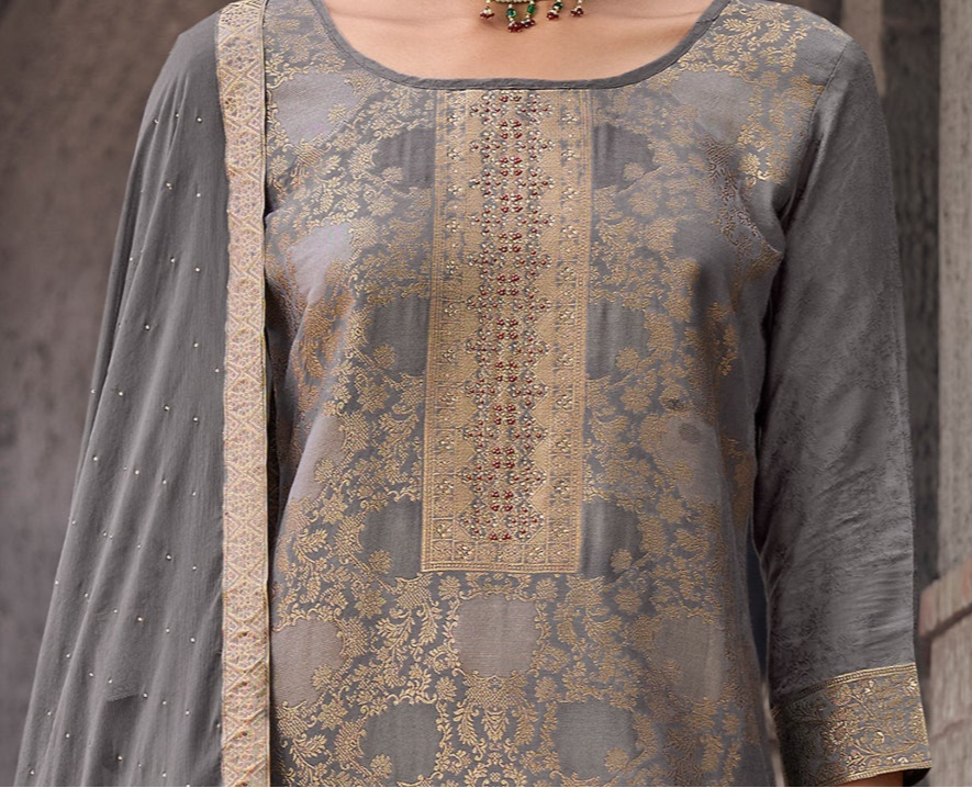 Gray party wear shalwar kameezs for USA reception