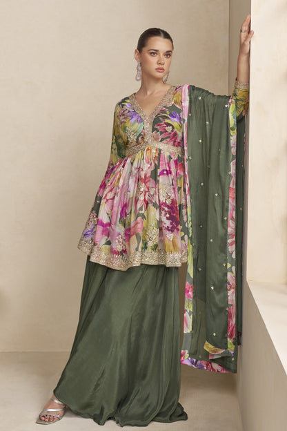 Women's Floral Palazzo Suit Designer Wear for Weddings