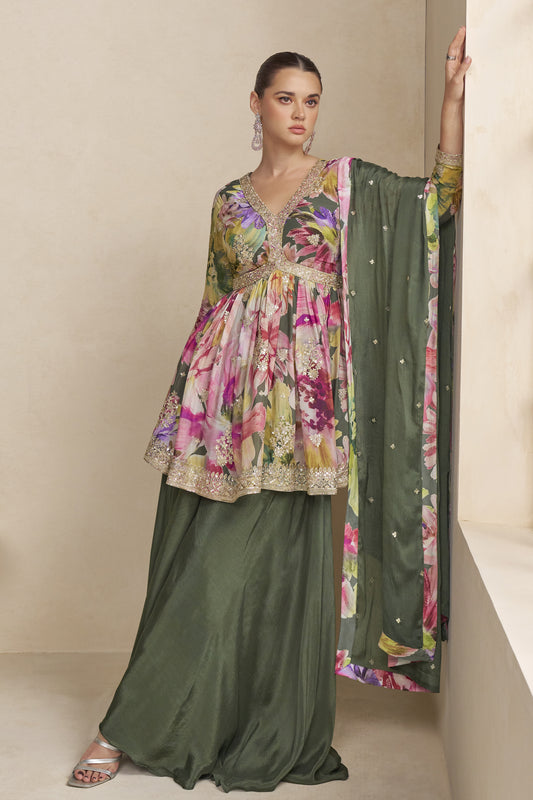 Women's Floral Palazzo Suit Designer Wear for Weddings