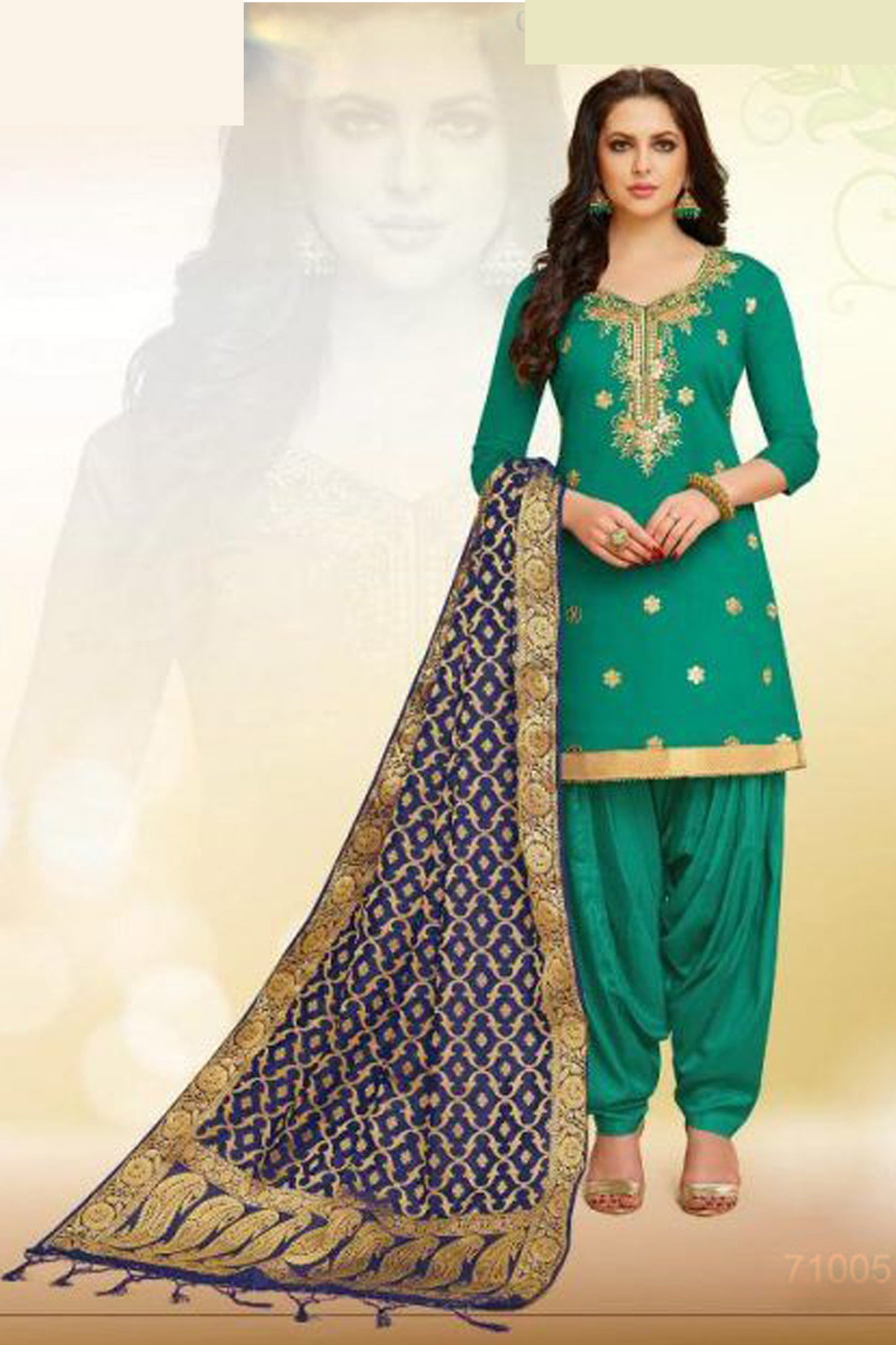 Dark green patiala suit with multi gota work