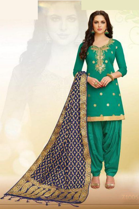 Dark green patiala suit with multi gota work