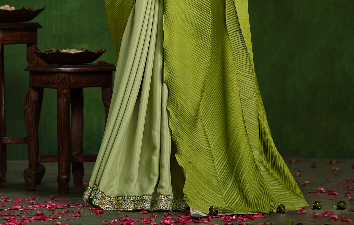 Heavy Embroidery Worked Designer Saree Beautiful Silk Stitched Blouse