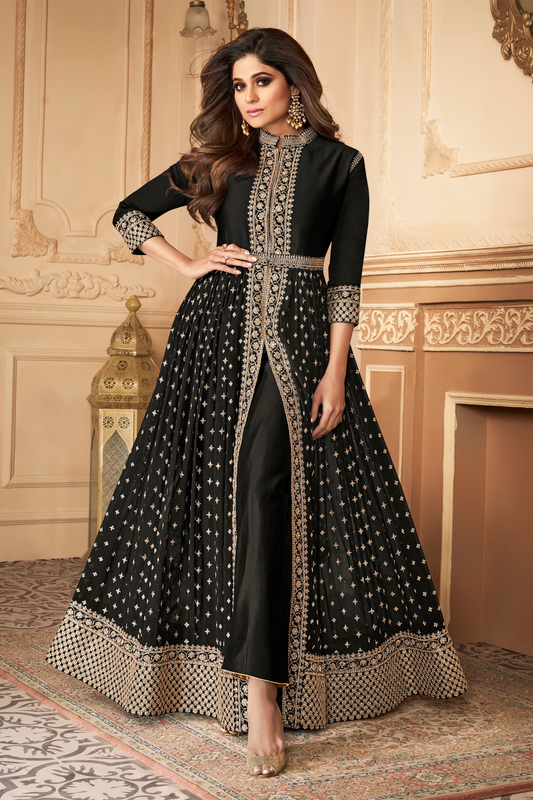 Heavy Embroidered Real Georgette Plus Size Anarkali Gown With Dupatta For Her