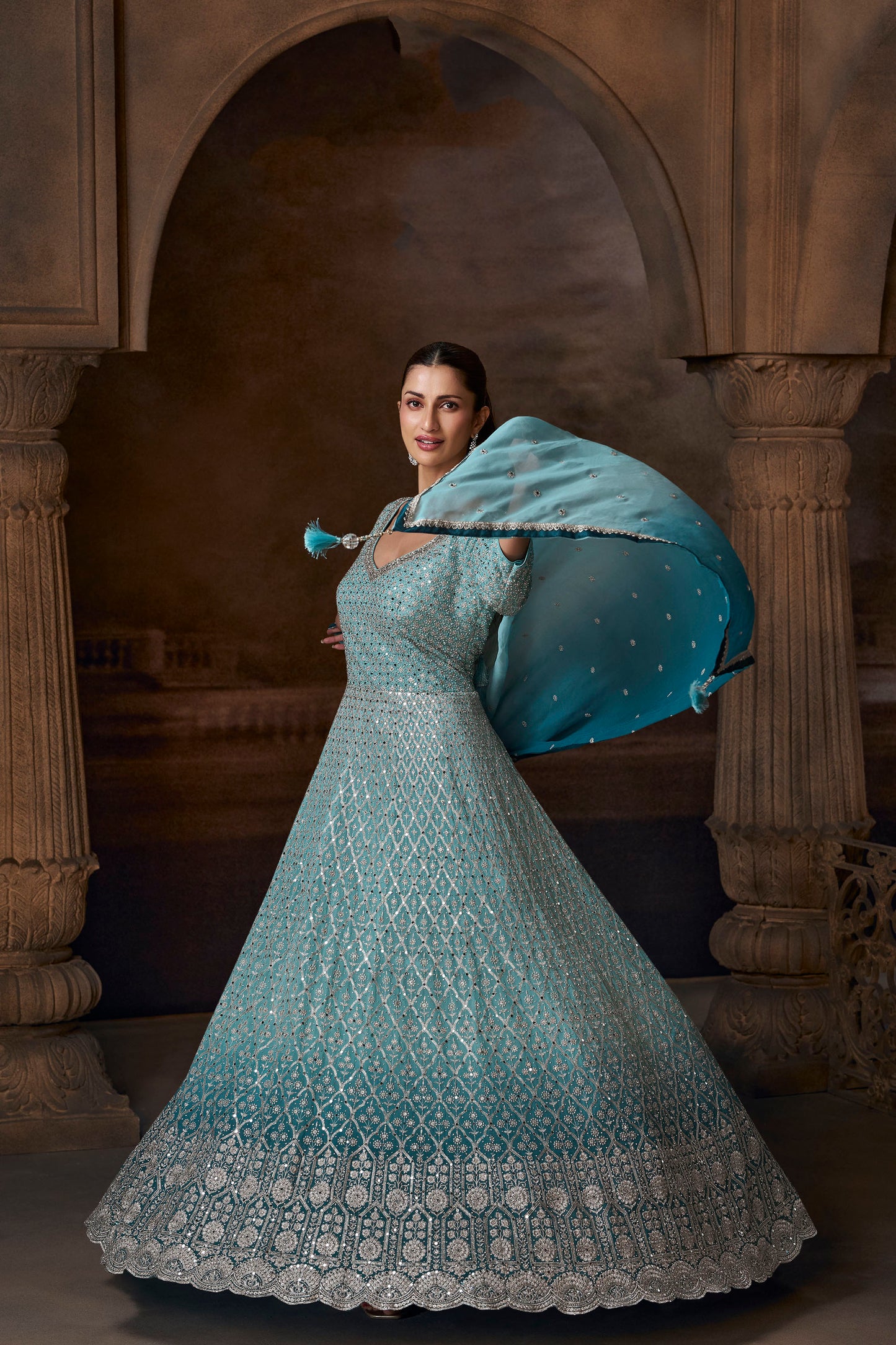 Heavy Embroidery Georgette Anarkali Gowns​ Beautiful Party Wear Suits 