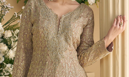 Real Georgette Embroidery Work Sharara - Festive Ethnic Dress For Women Australia