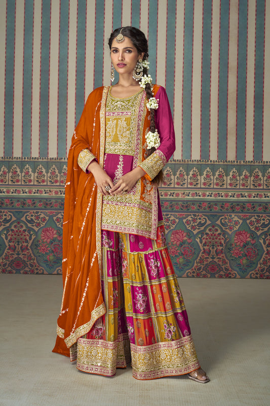 Elegant Pink Designer Traditional Look Palazzo