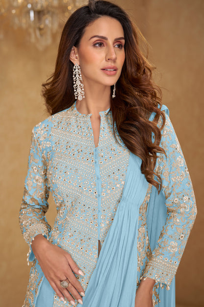 Pansh heavy embroidery worked saree